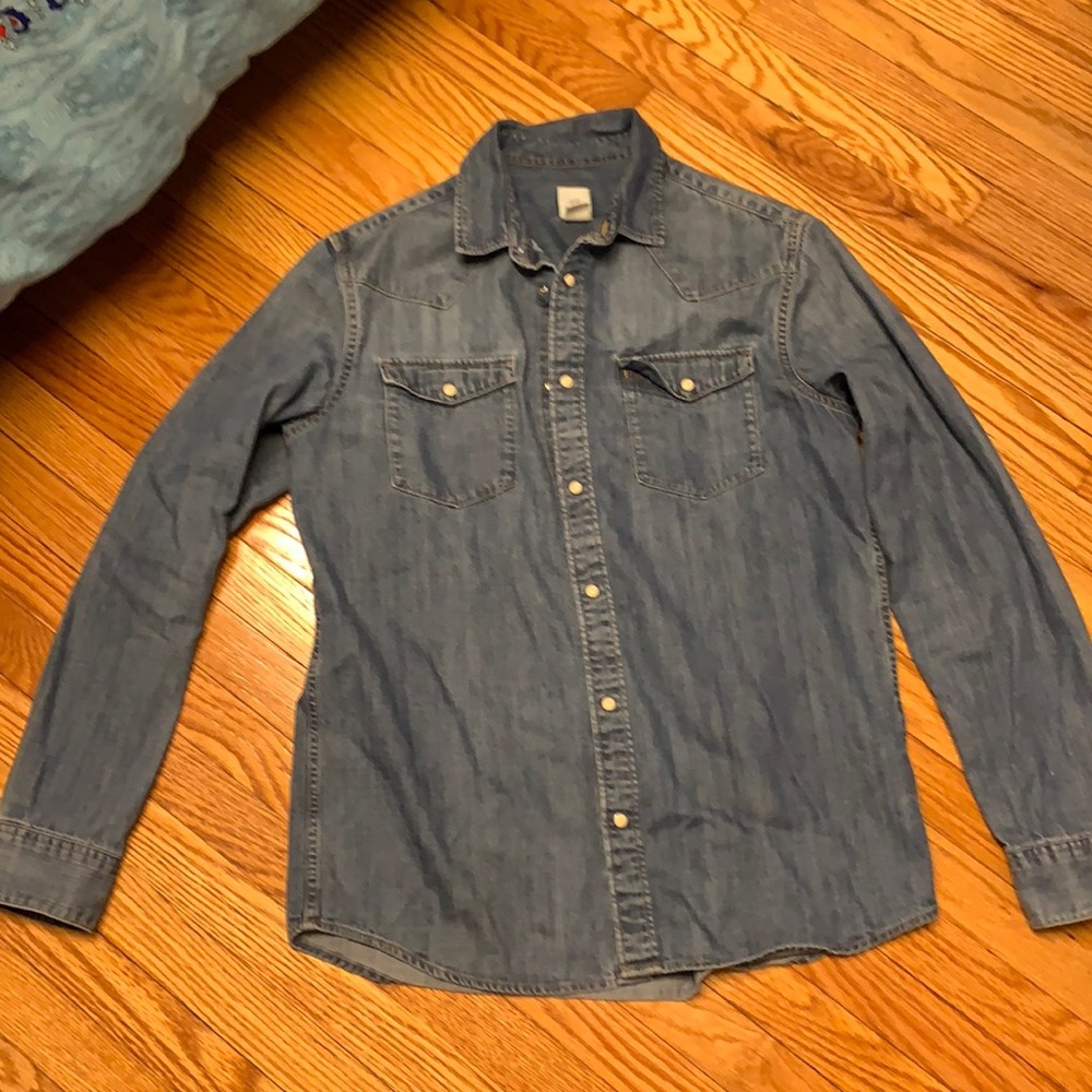 Denim button down top